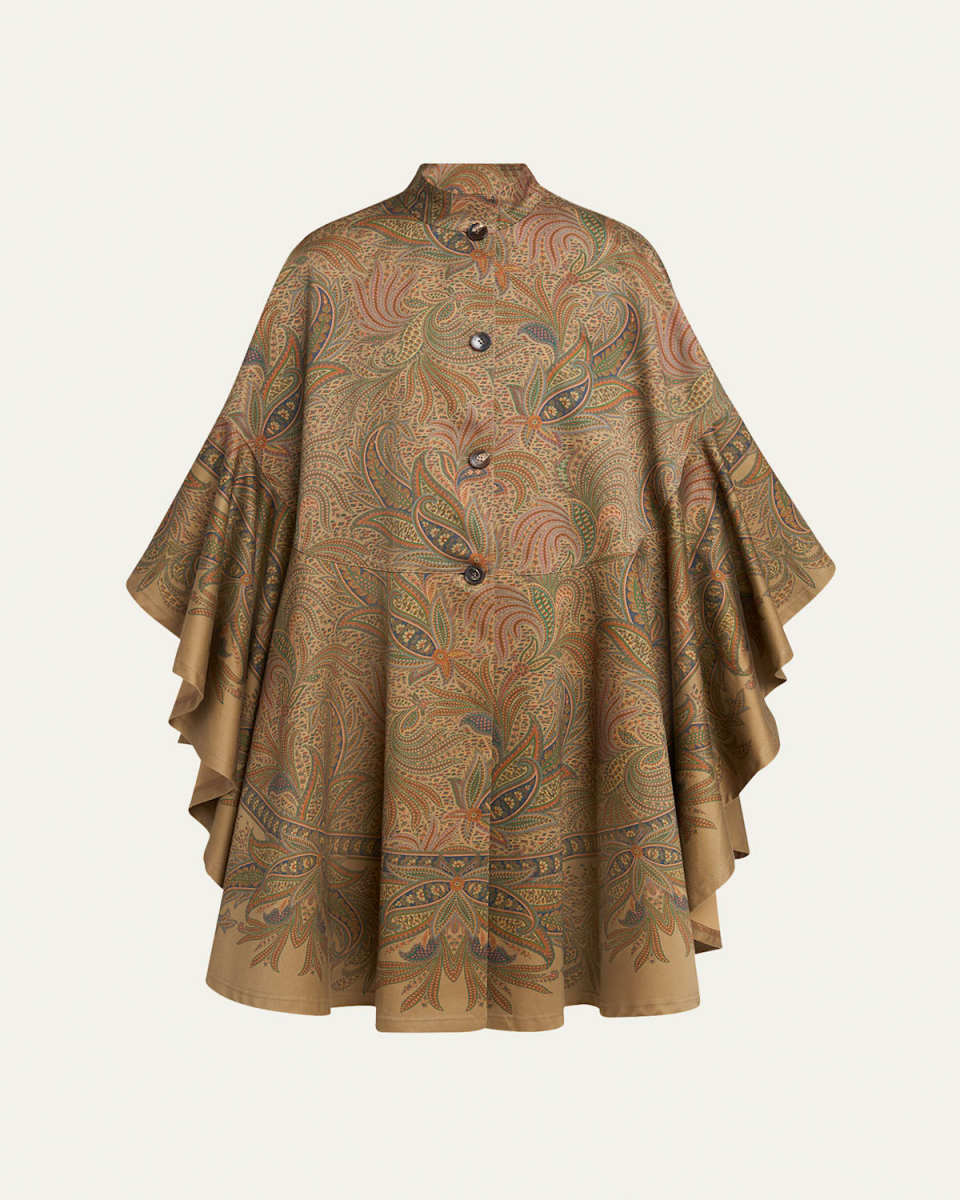 Paisley Print Long Sleeve Cape